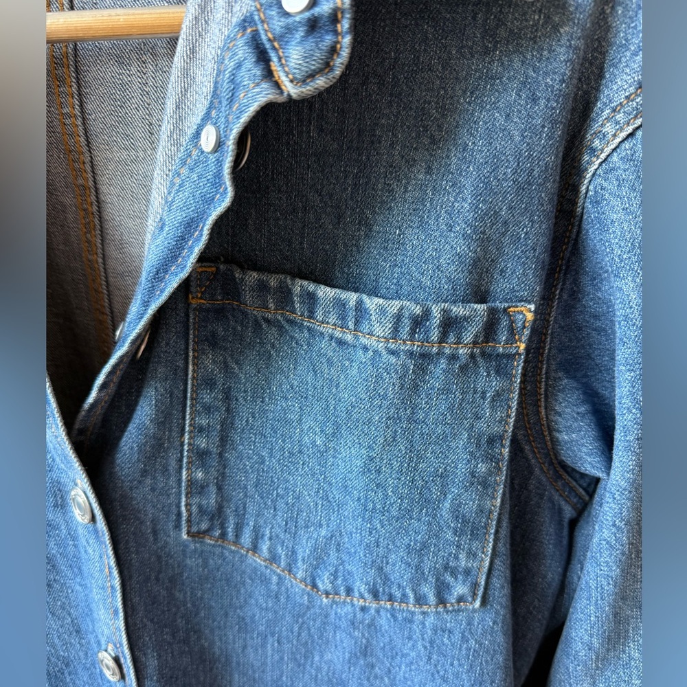 NWOT! Parke Medium Wash Long Sleeve Denim Romper Sz M! - Picture 5 of 8